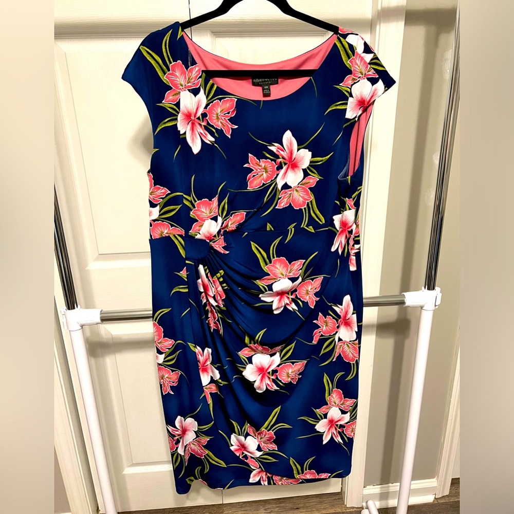 Dark blue and pink floral dress
